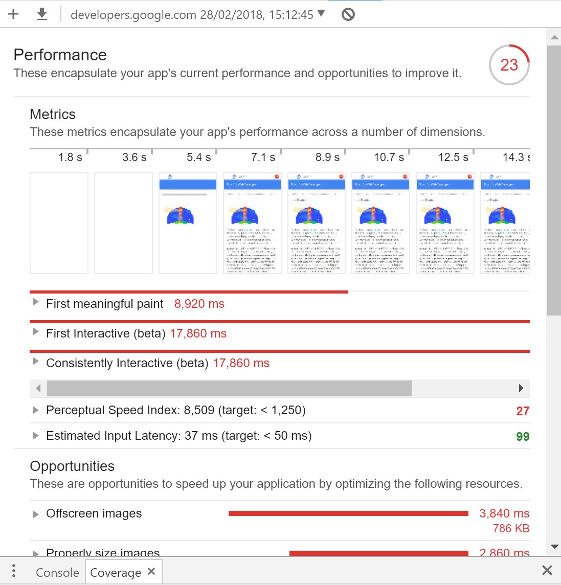 Google Lighthouse download a report