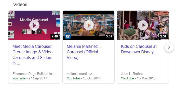 An example of a Google Carousel