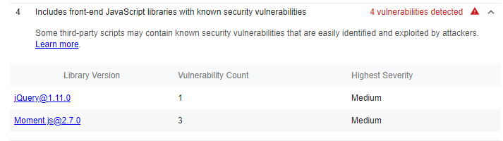 Example of vulnerabilities found in JavaScript