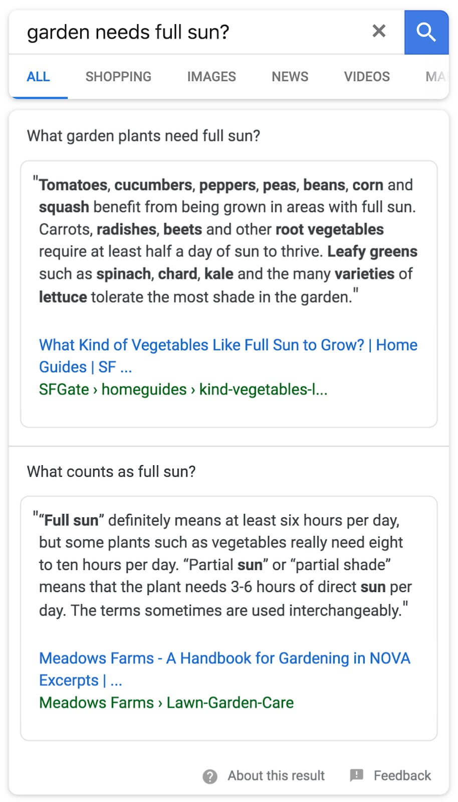 An example of double featured snippets.