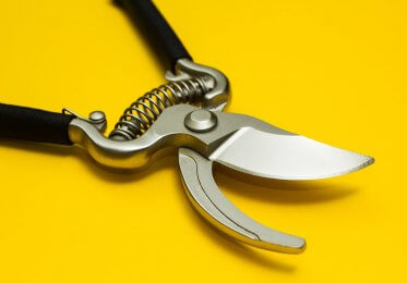 A concept image of a pair of scissors snipping.