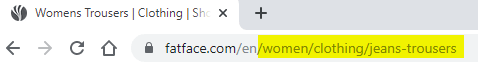 URL on FatFace website for women's jeans.