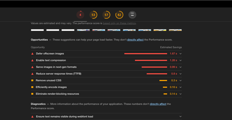 lighthouse speed audit screenshot.