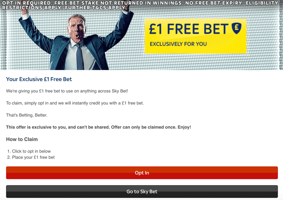 Skybet landing page screenshot.