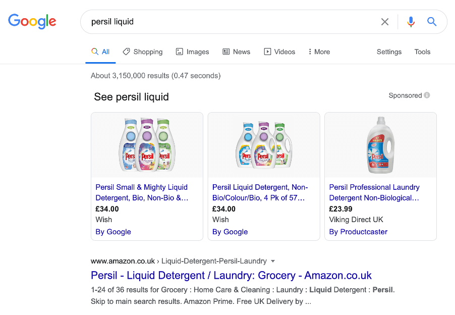 persil liquid detergent serp screenshot