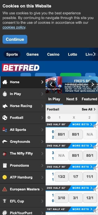 betfred mobile view screenshot