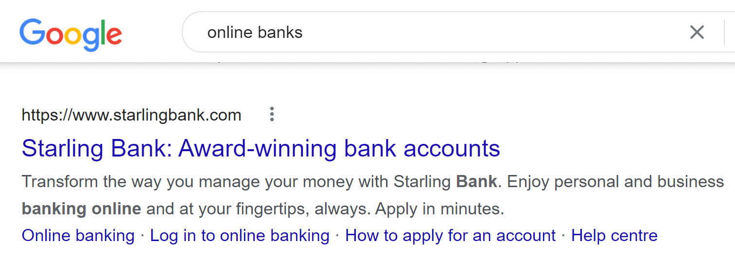 online banks search result commercial