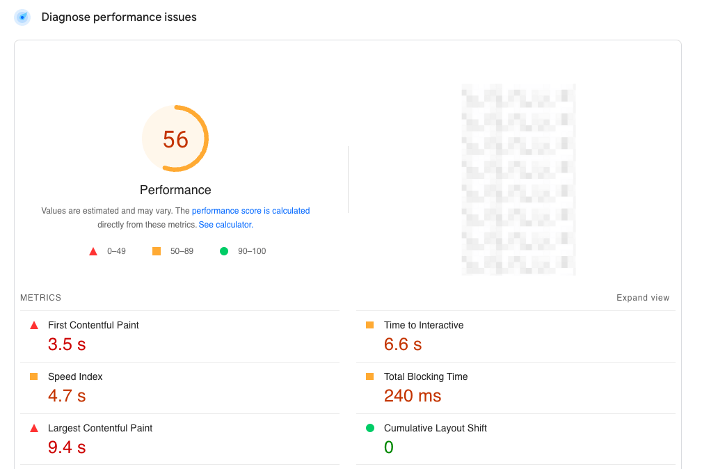 assessing website resdesign in pagespeed insights