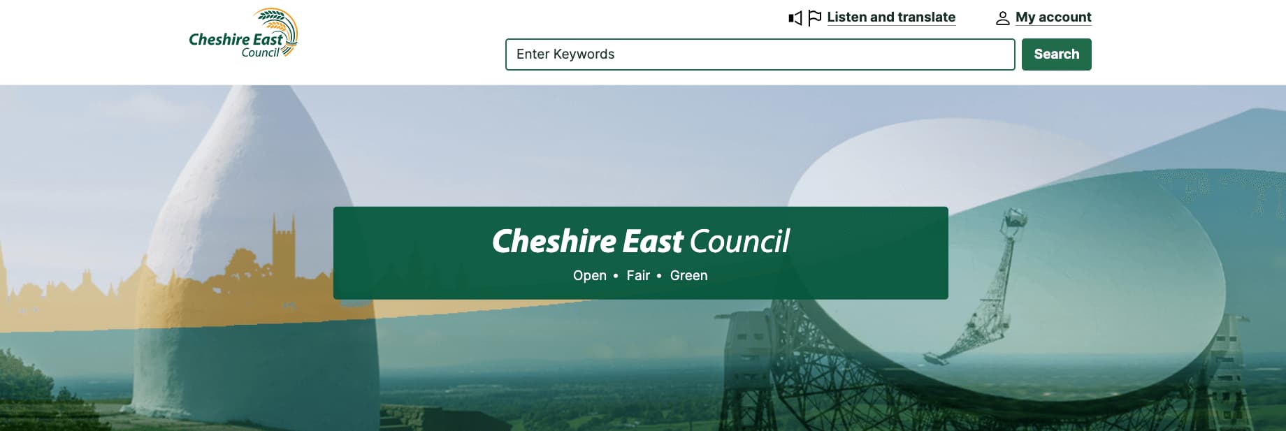 Cheshire east council navigation menu for SEO and web design