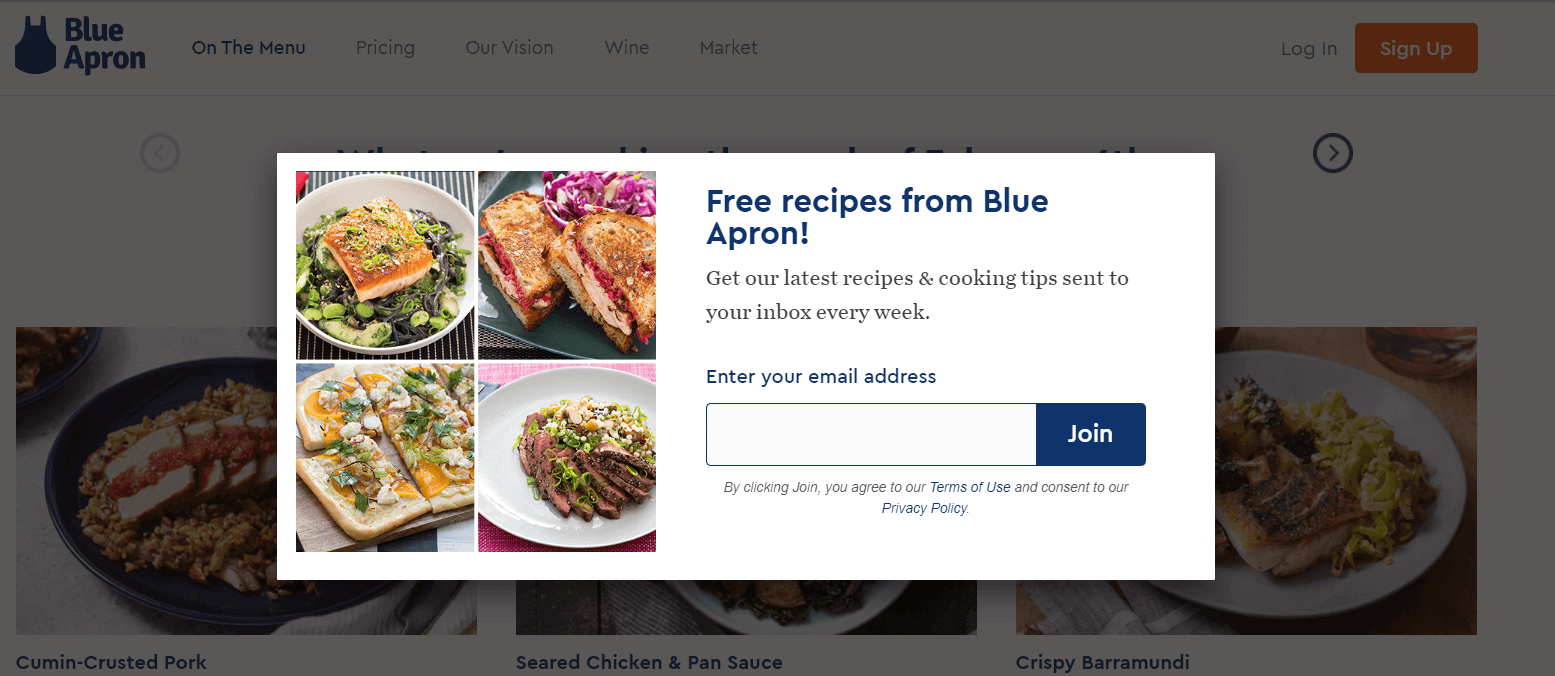 Blue apron popup in 2017