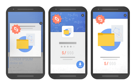 Google's illustration of intrusive interstitials on smartphones