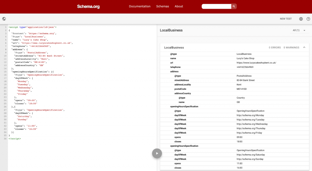 schema.org validator