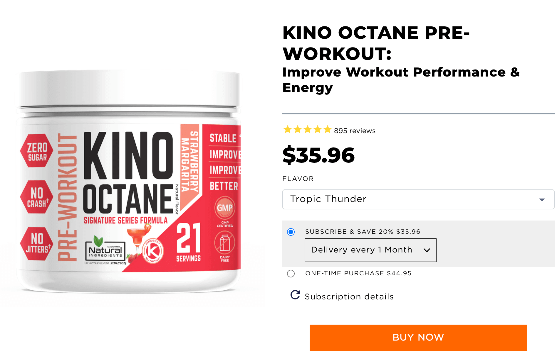 Product Example - Kino Octane Pre-Workout