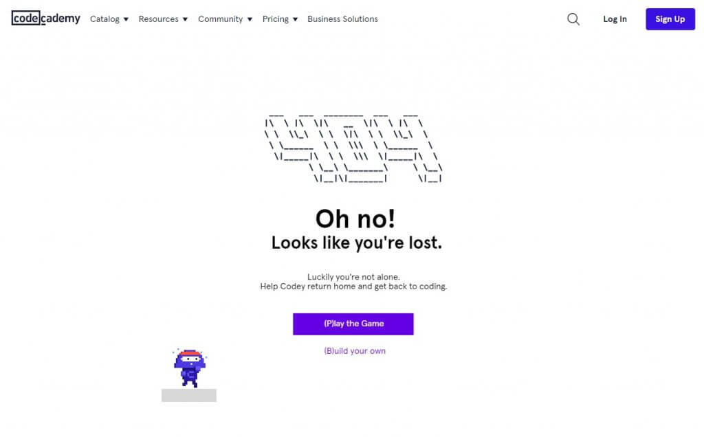 Codecademy 404 page