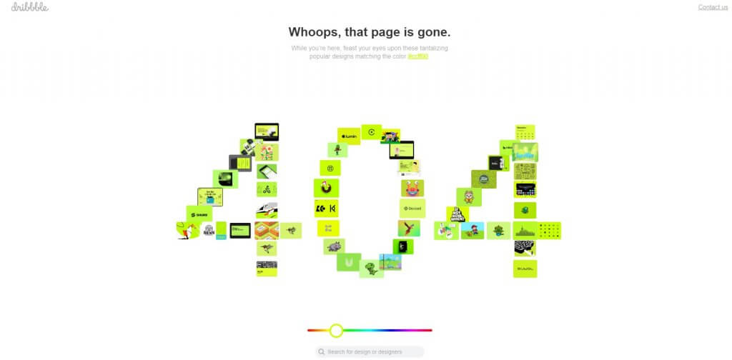 Dribbble 404 page