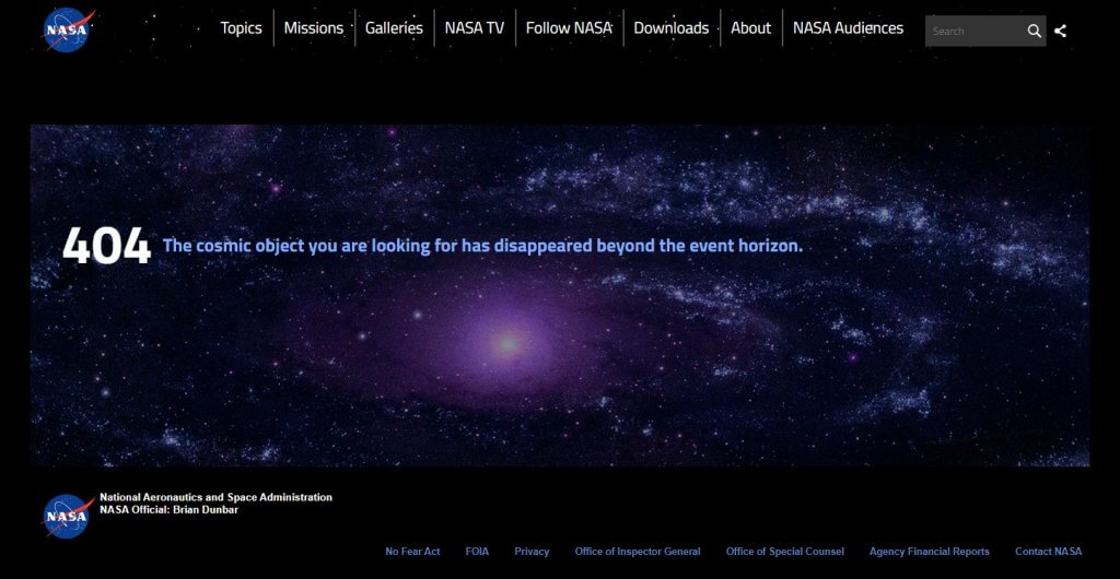 NASA 404 page