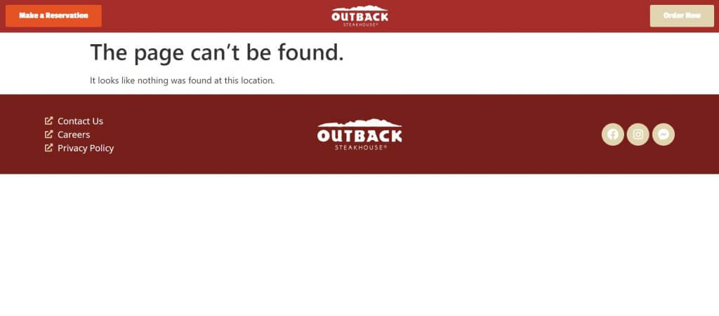 Outback Steakhouse 404 page
