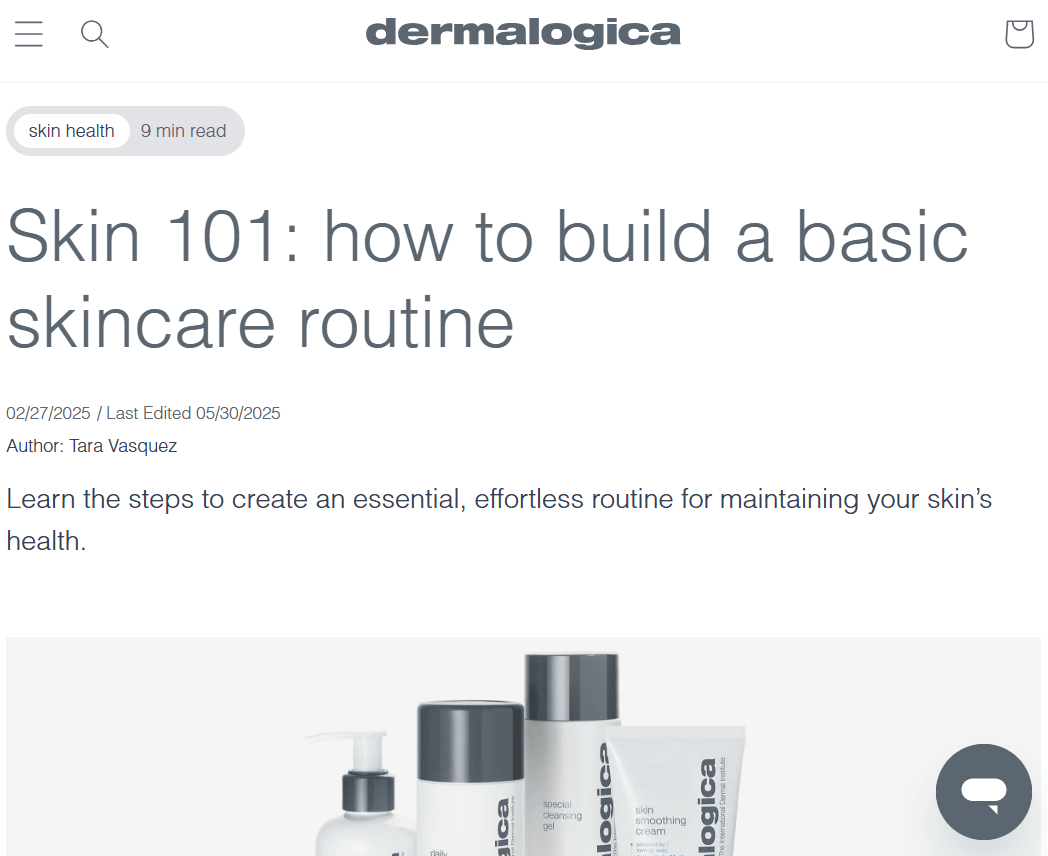 screenshot of a how-to guide on the Dermalogica website.