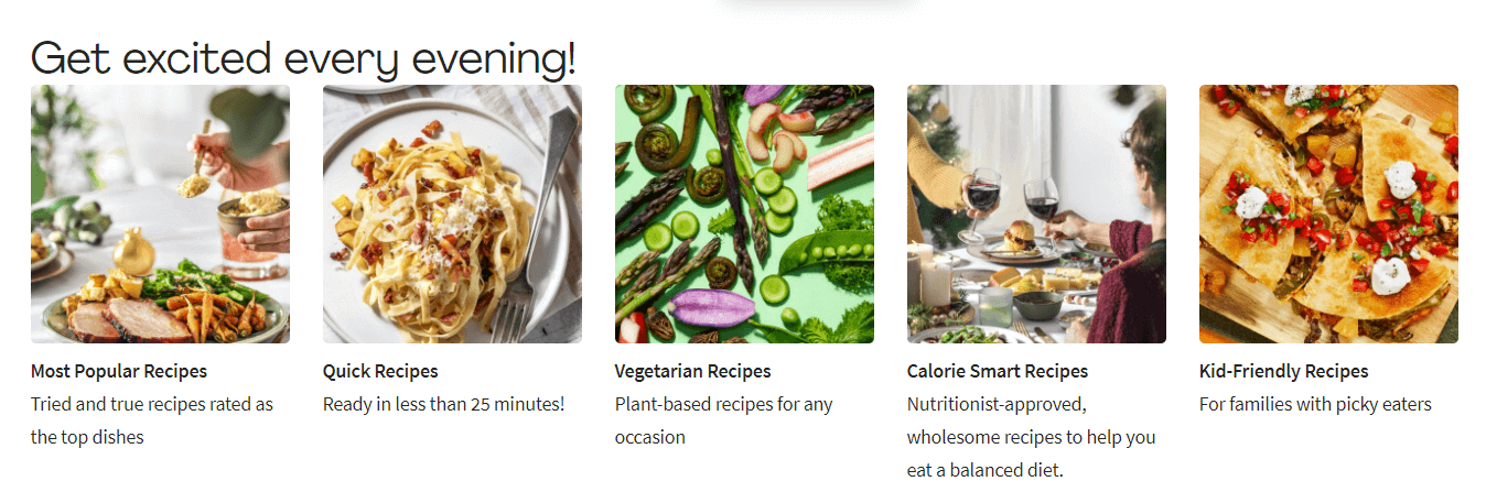 HelloFresh user-led categories