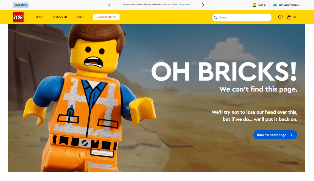 Lego 404 page.