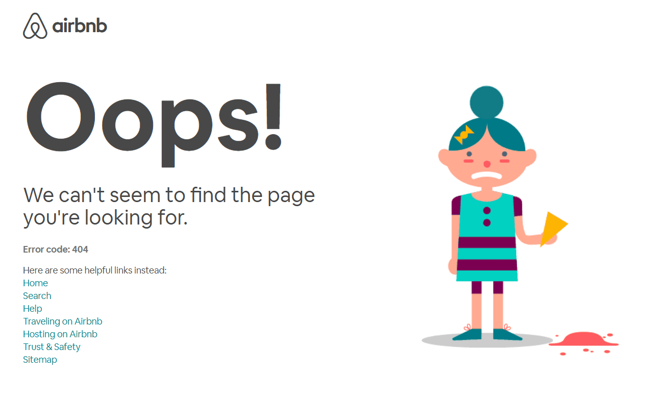 Airbnb 404 page.