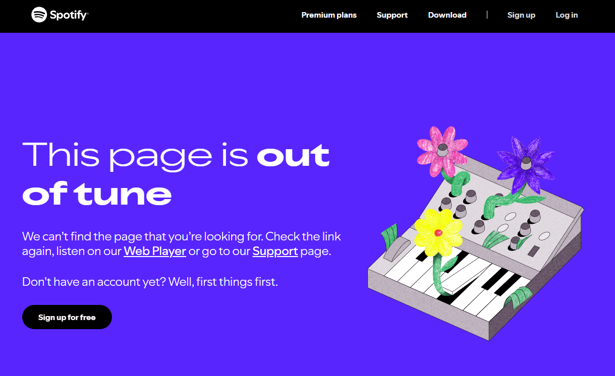 Spotify 404 page.