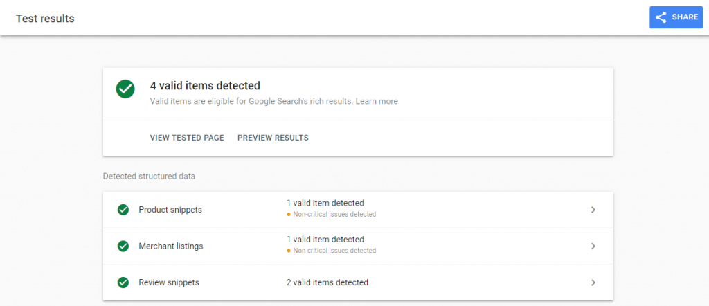 rich result test for schema in JSON-LD