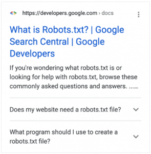 example of an FAQ rich result within SERP