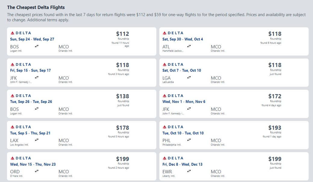 delta page flights example