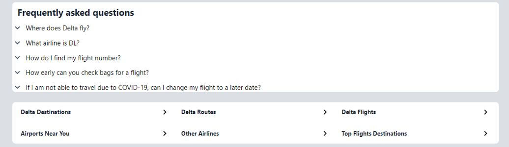 delta flights page faqs example