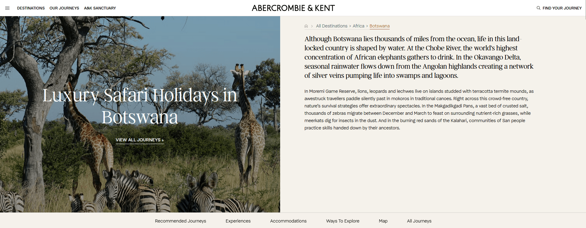 luxury safari holidays in Botswana with Abercrombie and Kent.