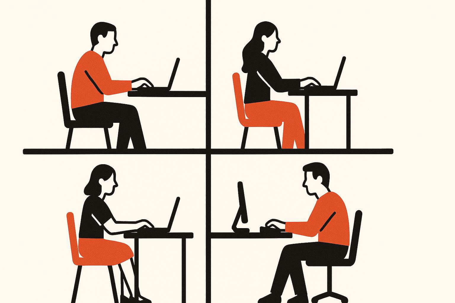 An image showing employees working in separate cubicles to illustrate the concept of marketing silos